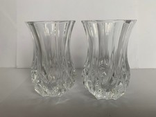 2 Small Lead Crystal Cut Glass Bud Posy Vases Cristal D'Arque  8 cm Tall Heavy