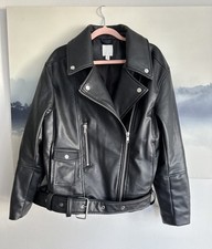 H&M Black Faux Leather Aviator