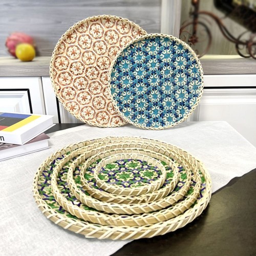 Handmade bamboo round tray - round,
