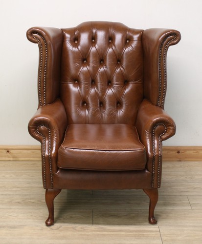 Queen anne tan leather - queen,