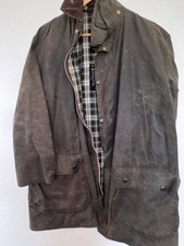 80's Barbour Border Wax Jacket Size 42 Mens Green Cotton 2 Crest Made In England