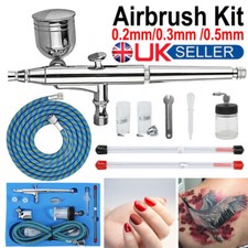 Mini Airbrush Kit Dual Action Spray Gun for Paint Tattoo Nails 0.3mm/0.5mm NEW