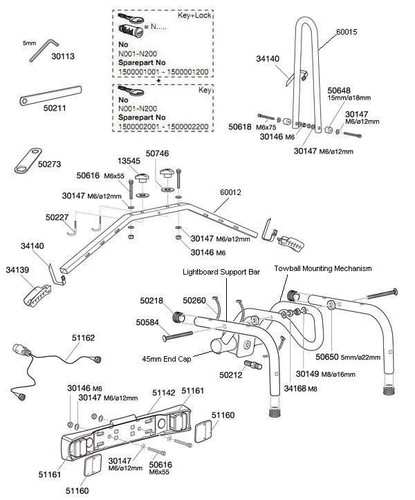 Thule 9503 9403 long towball - 9503,