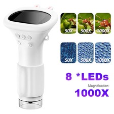 2″ Screen Handheld Digital Microscope, 1000X Portable Pocket Mini 2MP Lens 8 LED