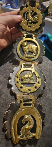 Vintage horse brass leather - horse,
