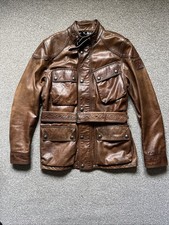 BELSTAFF LEATHER TRIALMASTER JACKET BROWN LARGE UK40/IT50 Panther RRP£1345