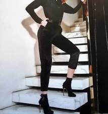 Leggings donna Matignon in velluto liscio con bande laterali in raso art Jade