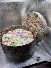 HAT BOXES ROUND STORAGE NESTING BOXES  3 LIDDED STURDY CARDBOARD VINTAGE NEW  