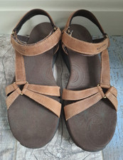 Skechers Brown Suede Shape Ups Walking Strappy Sandals Size UK 6