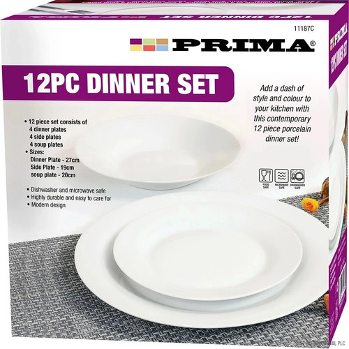 12pc dinner set white - dinner,