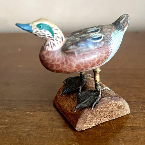 Vintage miniature wooden duck - miniature,