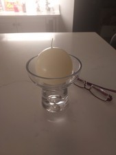 M&S Hand Made Stem Ball Candle Holder. With Controlled Bubble. With Ball Candle.