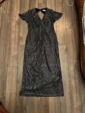 Studio 8 Black Sequin Maxi Dress – Glam Evening Party Gown – Size 18