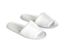 BULK LOT 100 pairs Velour White Open Toe Hotel Slippers  | Bnb Supplies
