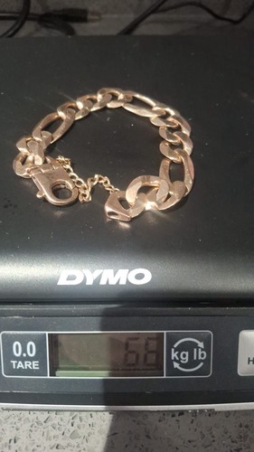 Heavy 9ct gold figaro bracelet - heavy,