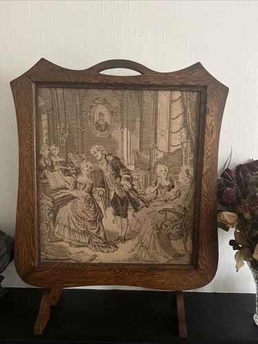 Antique tapestry fireguard - antique,