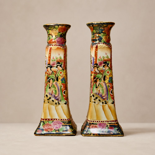 Pair antique satsuma - of,
