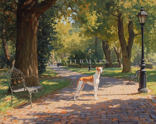 Whippet dog victorian park - whippet,