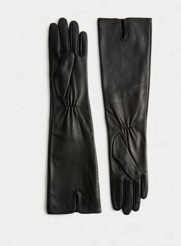 Black leather long - m&s, mid