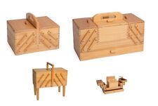 Hobby Gift Sewing Box Cantilever Pine Wood 3, 4 Tier Craft Storage
