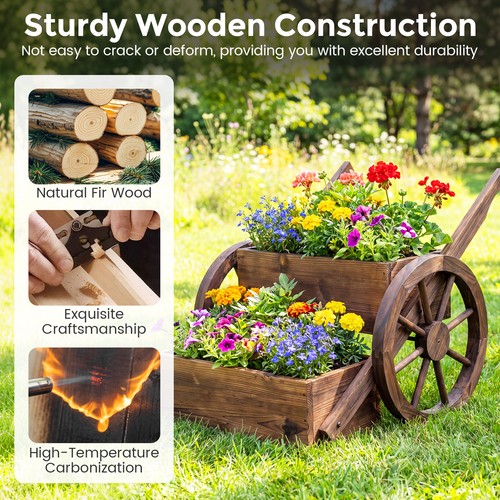 Wooden planter cart with - planter,