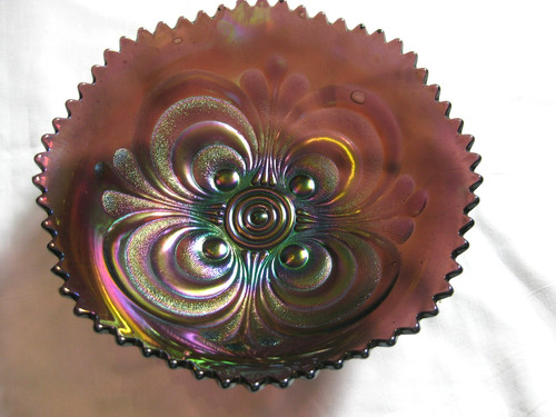 Purple carnival glass bowl - glass,