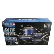 Blue Diamond 10 PC Cookware Set Ceramic Non-Stick PFAS-Free Oven-Safe 