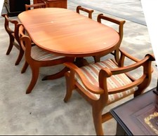 YEW WOOD CAXTON EXTENDING TWIN PEDESTAL DINING TABLE+6chairs-FREEdlvry