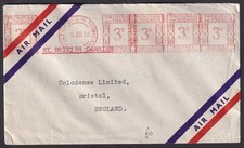 Trinidad & Tobago 1950 NEOPOST meter 3d+3d+3d+3d+3d on cover to England