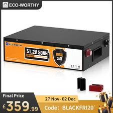 ECO-WORTHY 48V 50Ah LiFePO4 Battery Lithium for Golf Cart Motorhomes Van Home