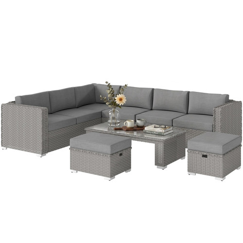 Outsunny 6pc rattan corner - pe,