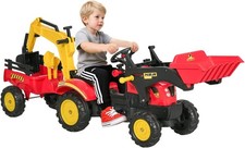 HOMCOM Kids Children Pedal Go Kart Ride On Toy Car Excavator Tractor w/Moving B