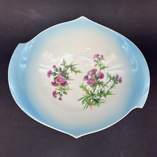 Antique Art Deco Royal Winton Grimwade Blue Thistle 10” Accent Bowl Pottery UK