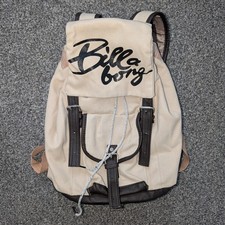 Billabong Spell Out Backpack Rucksack Canvas Boho Bag Faux Leather Straps