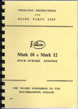 Villiers Mark 10 & Mark 12 Stationary Engine Operating Parts Manual Book