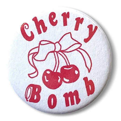 Cherry bomb pin - badge, 25mm