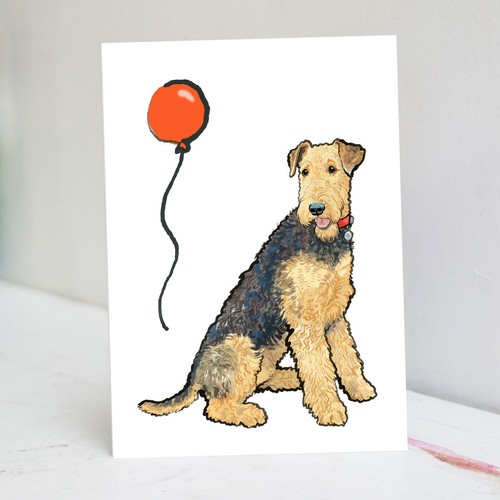 Airedale terrier birthday card - terrier,