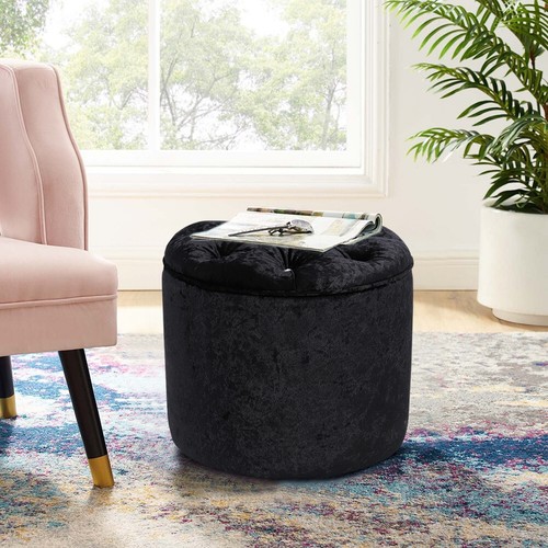 Crushed velvet pouffe - crushed,