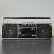 Philips D8022 TESTED 1980's stereo radio cassette player + power lead & 5 tapes