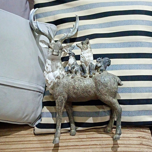 Grey white resin stag - grey,