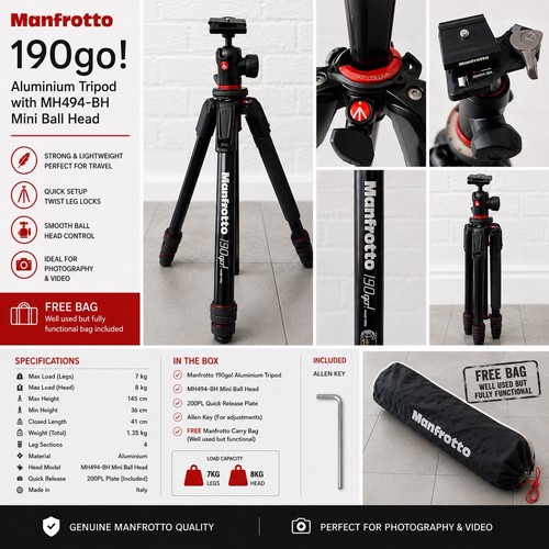 Manfrotto 190go travel - 190go!, tripod