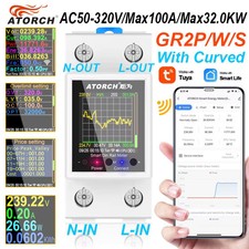 Smart Electricity Meter WiFi 100A Din Rail Voltage Monitor Energy Display       