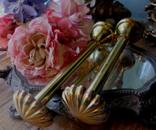 AN ATTRACTIVE PAIR OF VINTAGE FRENCH HEAVY SOLID  BRASS CURTAIN TIE BACK HOOKS
