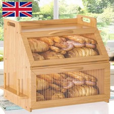 Large Bamboo Wood Bread Bin