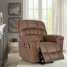 Oversize Electric Power Lift Riser Recliner Chair Massage Heat Armchair Brown PU