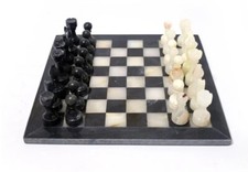 Black Marble Onyx Chess Set 16"Stunning Premium Chess board,with leather box