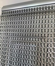 GREY Double Hook Aluminium Metal Chain Fly Screen Door Curtain 90cm x 210cm