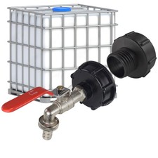 IBC 4" (S100x8) Coarse Thread Tap Kit– Brass Bib Tap / Silver Lever Valve Option