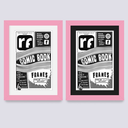 Comic book picture frame - book, black