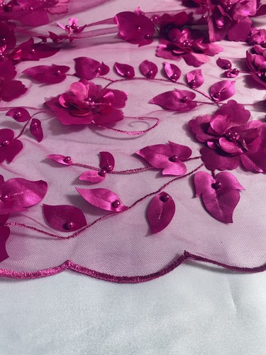 Fuchsia floral embroider - 3d,